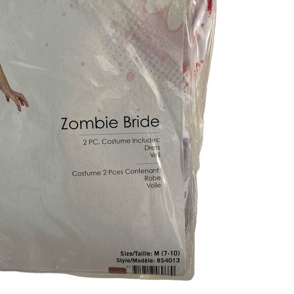 Zombie bride childrens girls Halloween costume new in bag! Sz 7-10. - Picture 2 of 5